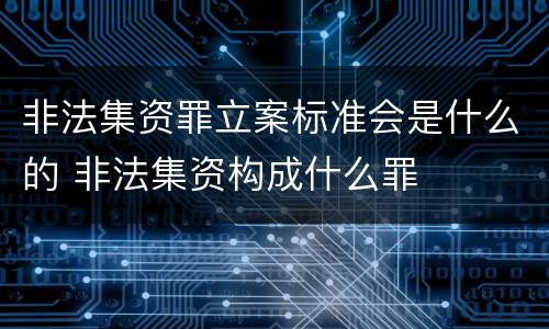 非法集资罪立案标准会是什么的 非法集资构成什么罪