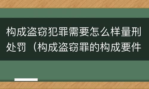 构成盗窃犯罪需要怎么样量刑处罚（构成盗窃罪的构成要件）