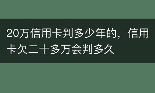 20万信用卡判多少年的，信用卡欠二十多万会判多久