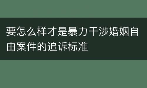 要怎么样才是暴力干涉婚姻自由案件的追诉标准