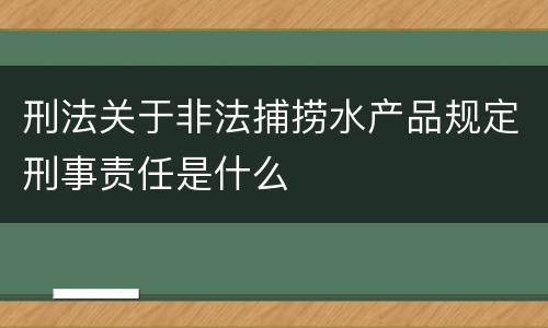 刑法关于非法捕捞水产品规定刑事责任是什么