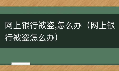 网上银行被盗,怎么办（网上银行被盗怎么办）