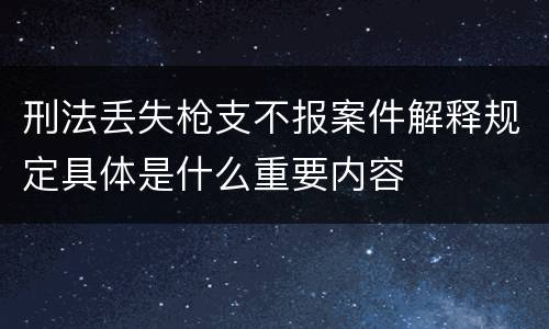 刑法丢失枪支不报案件解释规定具体是什么重要内容