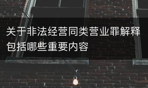关于非法经营同类营业罪解释包括哪些重要内容