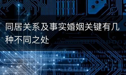 同居关系及事实婚姻关键有几种不同之处