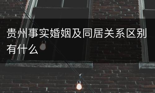 贵州事实婚姻及同居关系区别有什么
