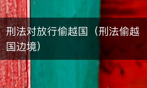 刑法对放行偷越国（刑法偷越国边境）
