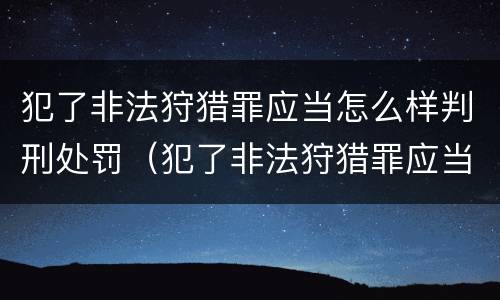 犯了非法狩猎罪应当怎么样判刑处罚（犯了非法狩猎罪应当怎么样判刑处罚多少钱）
