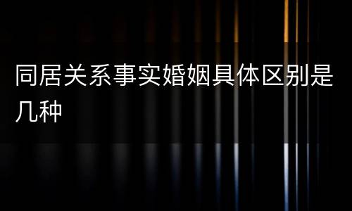 同居关系事实婚姻具体区别是几种