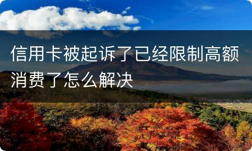 信用卡被起诉了已经限制高额消费了怎么解决