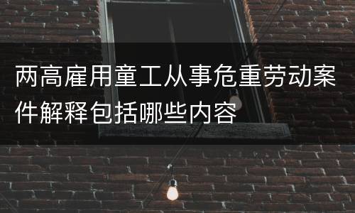 两高雇用童工从事危重劳动案件解释包括哪些内容
