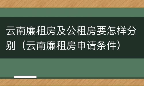 云南廉租房及公租房要怎样分别（云南廉租房申请条件）