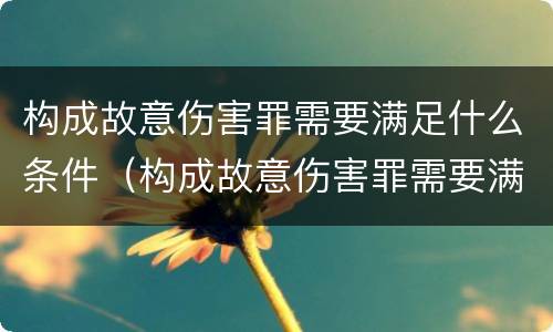 构成故意伤害罪需要满足什么条件（构成故意伤害罪需要满足什么条件呢）