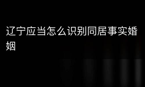 辽宁应当怎么识别同居事实婚姻