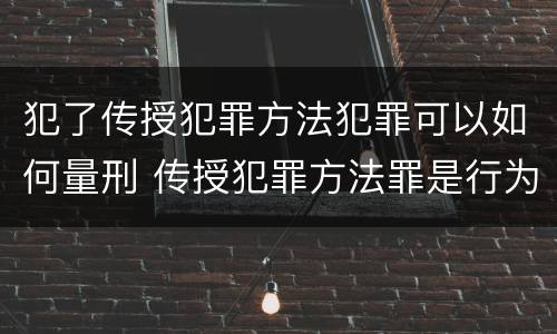 犯了传授犯罪方法犯罪可以如何量刑 传授犯罪方法罪是行为犯吗