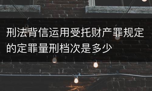 刑法背信运用受托财产罪规定的定罪量刑档次是多少