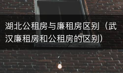 湖北公租房与廉租房区别（武汉廉租房和公租房的区别）