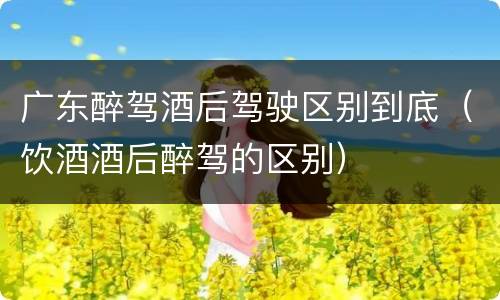 广东醉驾酒后驾驶区别到底（饮酒酒后醉驾的区别）