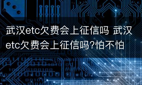 武汉etc欠费会上征信吗 武汉etc欠费会上征信吗?怕不怕