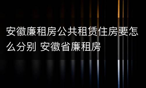 安徽廉租房公共租赁住房要怎么分别 安徽省廉租房