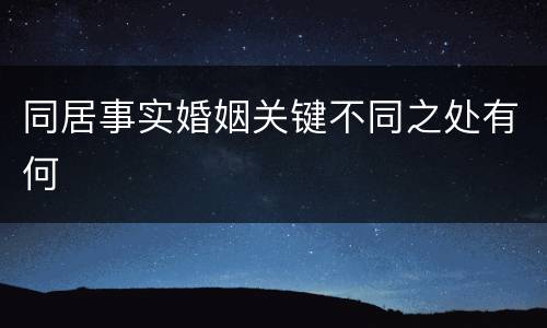 同居事实婚姻关键不同之处有何