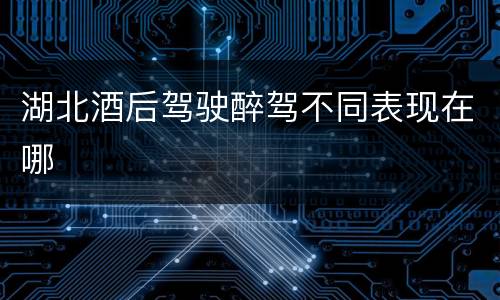 湖北酒后驾驶醉驾不同表现在哪