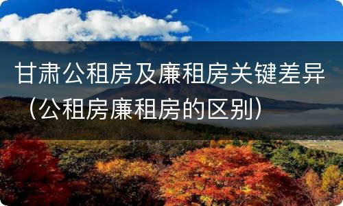甘肃公租房及廉租房关键差异（公租房廉租房的区别）