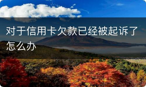 对于信用卡欠款已经被起诉了怎么办