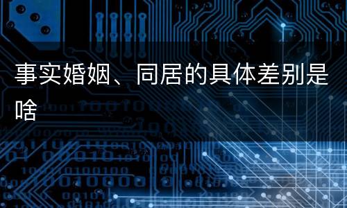 事实婚姻、同居的具体差别是啥