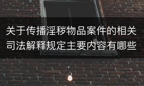 关于传播淫秽物品案件的相关司法解释规定主要内容有哪些