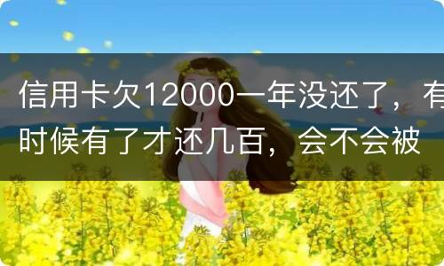 信用卡欠12000一年没还了，有时候有了才还几百，会不会被抓