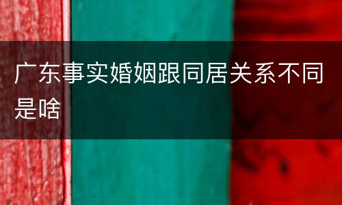广东事实婚姻跟同居关系不同是啥