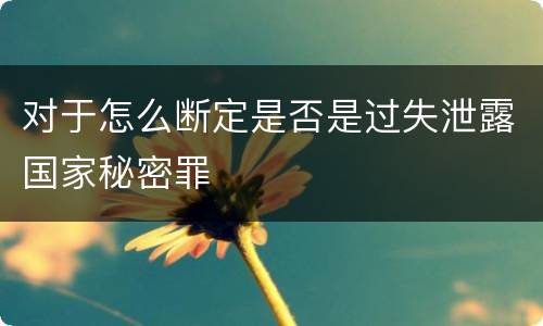 对于怎么断定是否是过失泄露国家秘密罪