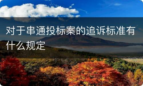对于串通投标案的追诉标准有什么规定