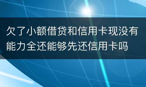 欠了小额借贷和信用卡现没有能力全还能够先还信用卡吗