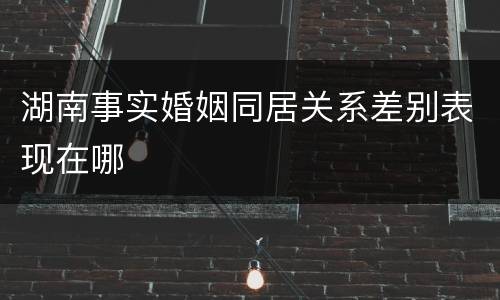 湖南事实婚姻同居关系差别表现在哪