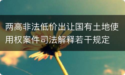 两高非法低价出让国有土地使用权案件司法解释若干规定