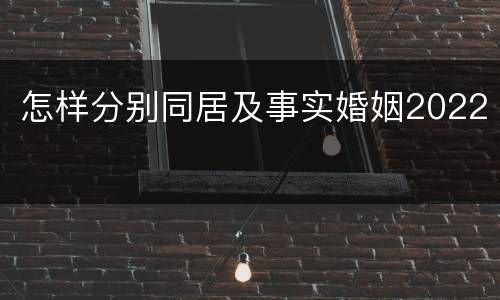 怎样分别同居及事实婚姻2022