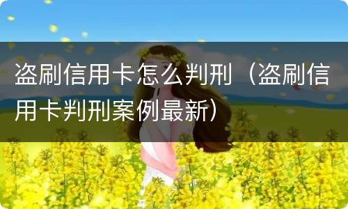 盗刷信用卡怎么判刑（盗刷信用卡判刑案例最新）