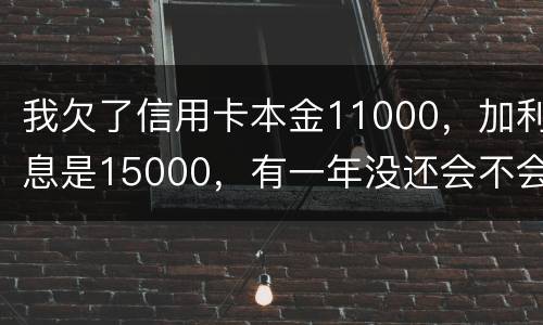 我欠了信用卡本金11000，加利息是15000，有一年没还会不会被案
