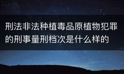 刑法非法种植毒品原植物犯罪的刑事量刑档次是什么样的
