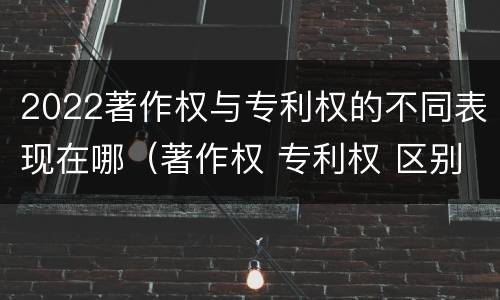 2022著作权与专利权的不同表现在哪（著作权 专利权 区别）