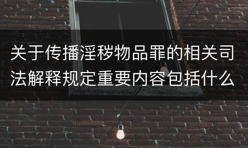 关于传播淫秽物品罪的相关司法解释规定重要内容包括什么