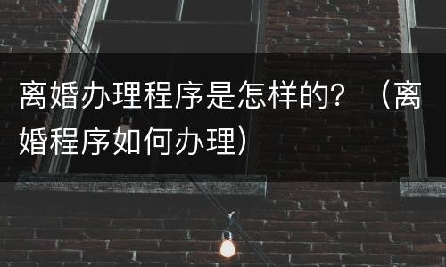 离婚办理程序是怎样的？（离婚程序如何办理）