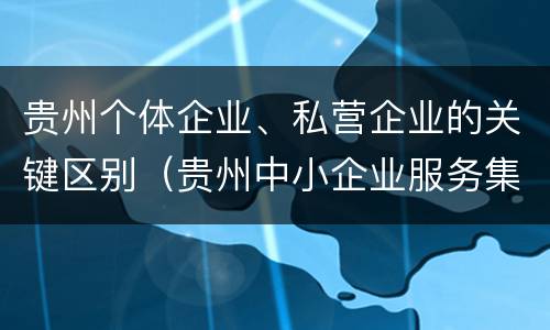 贵州个体企业、私营企业的关键区别（贵州中小企业服务集团是民营）