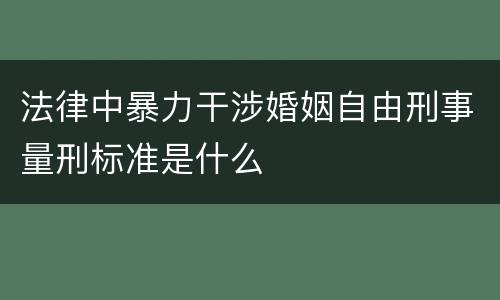 法律中暴力干涉婚姻自由刑事量刑标准是什么