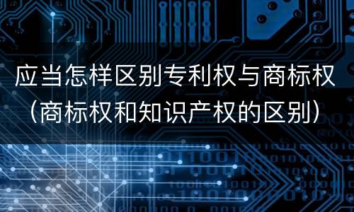 应当怎样区别专利权与商标权（商标权和知识产权的区别）