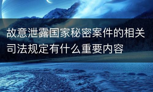 故意泄露国家秘密案件的相关司法规定有什么重要内容