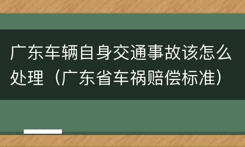 广东车辆自身交通事故该怎么处理（广东省车祸赔偿标准）