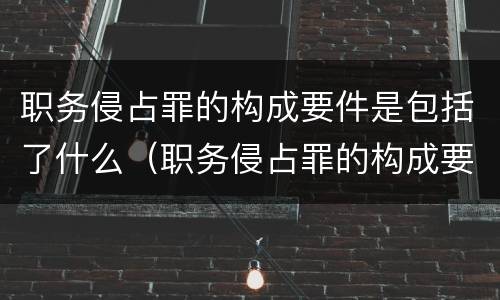 职务侵占罪的构成要件是包括了什么（职务侵占罪的构成要件是包括了什么和什么）